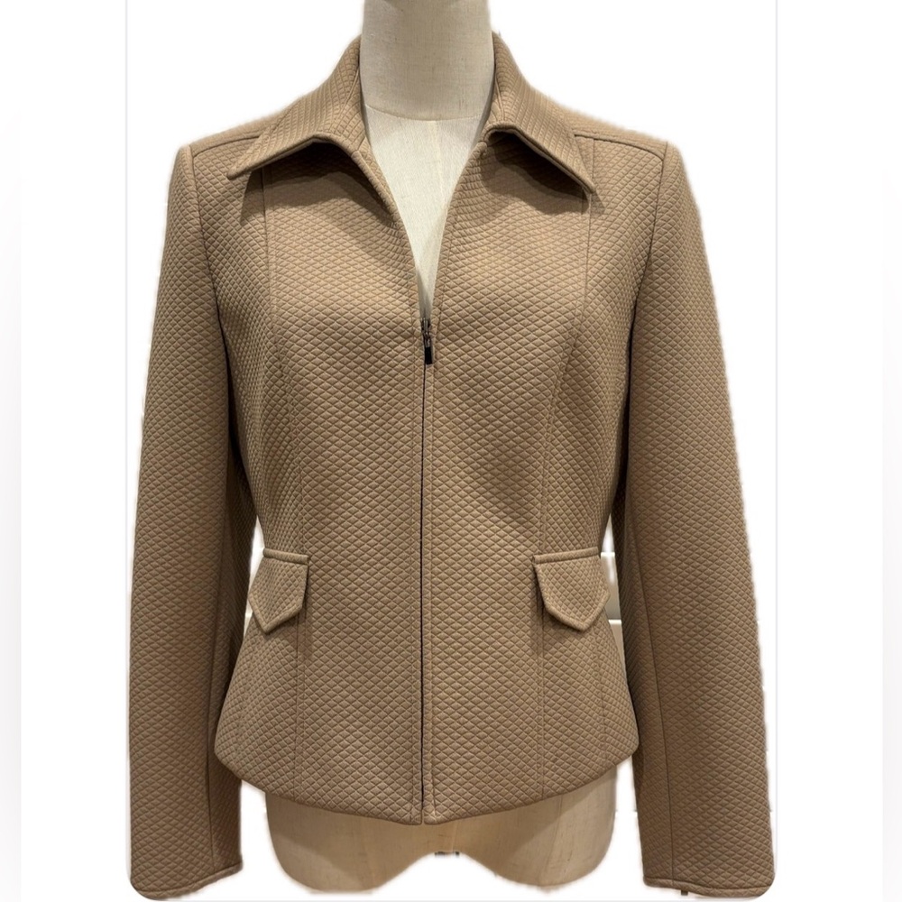 Talbots Elegant Tan Full Zip Up Blazer 8
